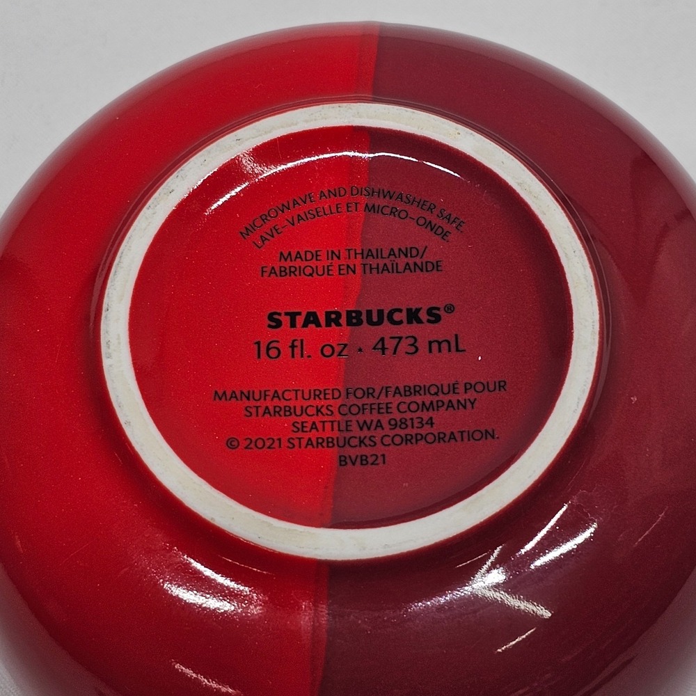 Starbucks Red Mug Bowl 2021 New 16oz Two Tone Ceramic Coffee Soup Cup - Picture 4 of 6